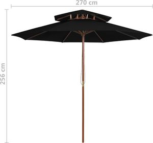 vidaXL Parasol ogrodowy z dwupoziomową czaszą czarny 270 cm 6