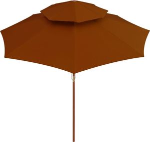 vidaXL Parasol ogrodowy z dwupoziomową czaszą terakota 270 cm 4