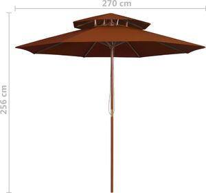 vidaXL Parasol ogrodowy z dwupoziomową czaszą terakota 270 cm 6