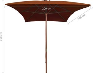 vidaXL Parasol ogrodowy na drewnianym słupku, terakota, 200x300 cm 6