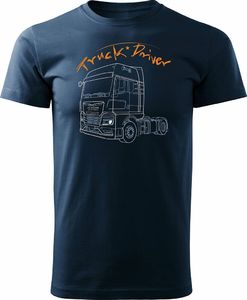 Topslang Koszulka z ciężarówką Man prezent dla kierowcy Tira TIR męska granatowa REGULAR L 1