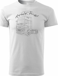 Topslang Koszulka z ciężarówką Man prezent dla kierowcy Tira TIR męska biała REGULAR XL 1