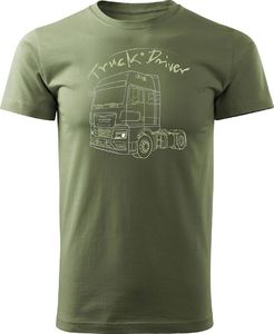 Topslang Koszulka z ciężarówką Man prezent dla kierowcy Tira TIR męska khaki REGULAR S 1