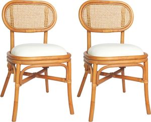 vidaXL Krzesła stołowe, 2 szt., jasnobrązowe, lniane poduszki 1