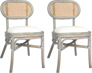vidaXL Krzesła stołowe, 2 szt., szare, lniane poduszki 1