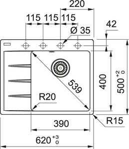 Zlewozmywak Franke Zlewozmywak granitowy Franke CNG 611-62 TL Onyx 114.0633.129 2