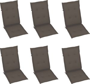 vidaXL Krzesła ogrodowe, 6 szt., poduszki taupe, drewno tekowe 6