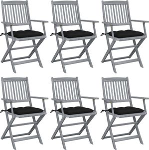 vidaXL Składane krzesła ogrodowe, 6 szt., z poduszkami, akacjowe 1