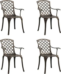 vidaXL Krzesła ogrodowe 4 szt., odlewane aluminium, brązowe 1