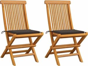 vidaXL Krzesła ogrodowe z poduszkami taupe, 2 szt., drewno tekowe 1