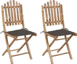 vidaXL Składane krzesła ogrodowe z poduszkami, 2 szt., bambusowe 1