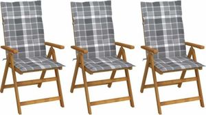 vidaXL Składane krzesła ogrodowe z poduszkami, 3 szt., drewno akacjowe 1