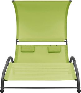 vidaXL Podwójny leżak z baldachimem tkanina textilene zielony 2