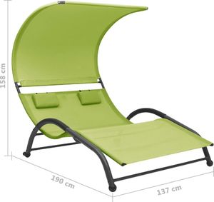 vidaXL Podwójny leżak z baldachimem tkanina textilene zielony 7