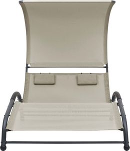 vidaXL Podwójny leżak z baldachimem tkanina textilene kremowy 2