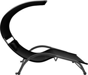 vidaXL Podwójny leżak z baldachimem tkanina textilene czarny 3