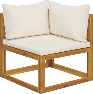 vidaXL Moduł sofy narożnej z kremową poduszką lite drewno akacjowe 1