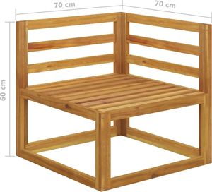 vidaXL Moduł sofy narożnej z kremową poduszką lite drewno akacjowe 5