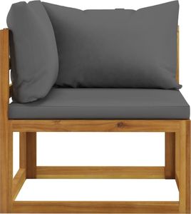 vidaXL Moduł sofy narożnej z ciemnoszarą poduszką drewno akacjowe 3