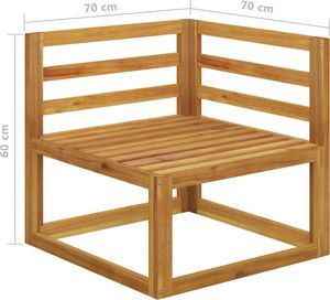 vidaXL Moduł sofy narożnej z ciemnoszarą poduszką drewno akacjowe 5