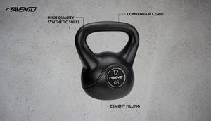 Kettlebell Avento 42KE-BLK gumowany 12 kg 3