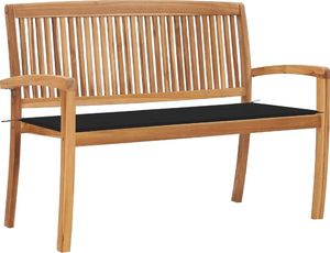 vidaXL Sztaplowana ławka ogrodowa z poduszką, 128,5 cm, drewno tekowe 1