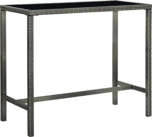 vidaXL Ogrodowy stolik barowy, szary 130x60x110 cm, polirattan i szkło 1
