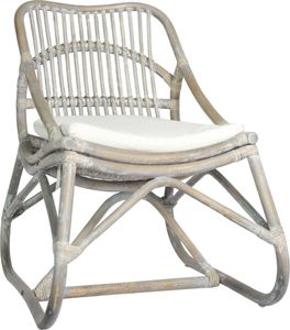 vidaXL Krzesło rattanowe, szare, lniana poduszka 1