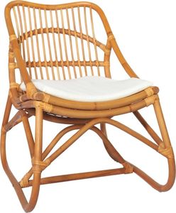 vidaXL Krzesło rattanowe, jasnobrązowe, lniana poduszka 1