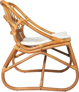 vidaXL Krzesło rattanowe, jasnobrązowe, lniana poduszka 3