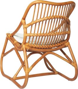 vidaXL Krzesło rattanowe, jasnobrązowe, lniana poduszka 4