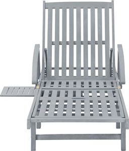 vidaXL  Ogrodowy leżak z poduszką lite drewno akacjowe grafitowy w kratkę 9
