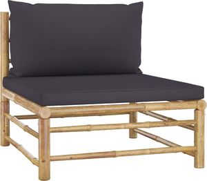 vidaXL Środkowa sofa ogrodowa z ciemnoszarymi poduszkami bambusowa 1