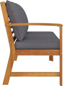 vidaXL Ławka ogrodowa, 114,5 cm, ciemnoszare poduszki, drewno akacjowe 3