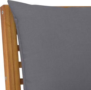 vidaXL Ławka ogrodowa, 114,5 cm, ciemnoszare poduszki, drewno akacjowe 5