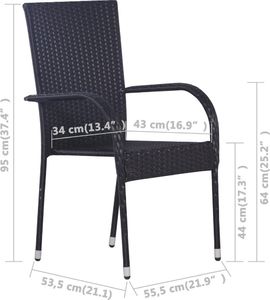 vidaXL 3-częściowy zestaw mebli ogrodowych, czarny 12
