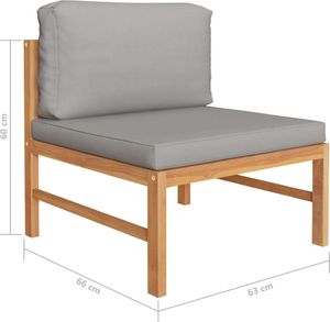 vidaXL 3-cz. zestaw wypoczynkowy do ogrodu, ciemnoszare poduszki, tek 8