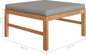 vidaXL 3-cz. zestaw wypoczynkowy do ogrodu, ciemnoszare poduszki, tek 9