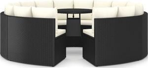 vidaXL 9-częściowa sofa ogrodowa z poduszkami, rattan PE, czarna 1