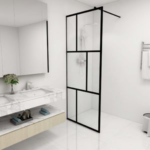 vidaXL Ścianka prysznicowa z hartowanego szkła, czarna, 80 x 195 cm 1
