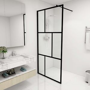 vidaXL Ścianka prysznicowa z hartowanego szkła, czarna, 90 x 195 cm 1