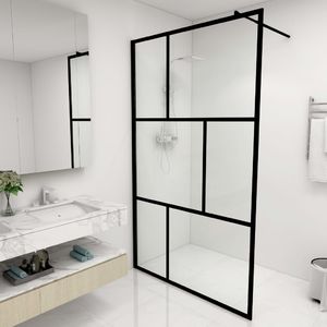 vidaXL Ścianka prysznicowa z hartowanego szkła, czarna, 115 x 195 cm 1