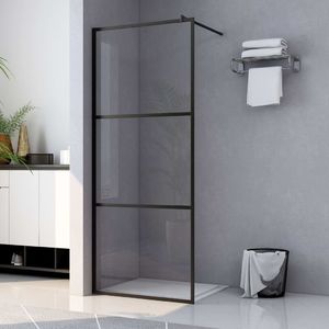 vidaXL Ścianka prysznicowa, przezroczyste szkło ESG, czarna, 80x195 cm 1