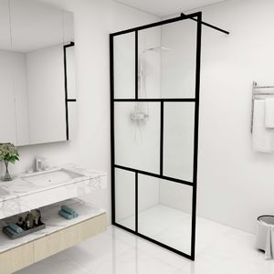 vidaXL Ścianka prysznicowa z hartowanego szkła, czarna, 100 x 195 cm 1