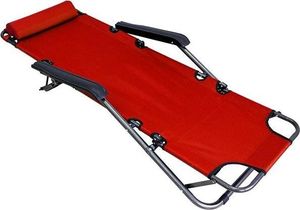 CreativeHome Leżak plażowy ogrodowy składany czerwony 3