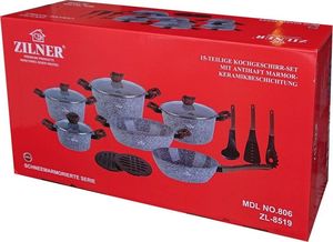 Zilner GARNKI z POWŁOKĄ MARMUROWĄ 15 ELE. ZILNER FOREST ZL-8519 15