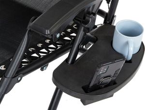 Saska Garden Fotel leżak ogrodowy składany z daszkiem i zagłówkiem czarny 3