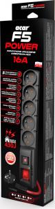 Listwa zasilająca Acar F5 przeciwprzepięciowa 5 gniazd 10 m czarna (W2301) 2