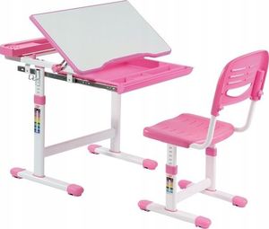 Costway Stół kreślarski biurko szkolne z krzesłem dla dziecka pink 1