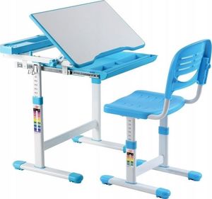 Costway Stół kreślarski biurko szkolne z krzesłem dla dziecka blue 1